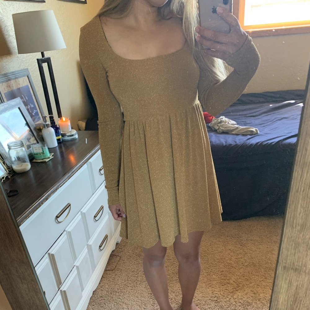 Free People Gold Sparkle Dress XS